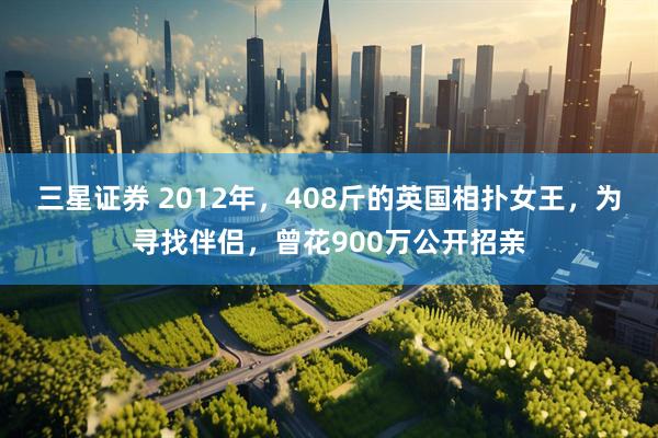 三星证券 2012年，408斤的英国相扑女王，为寻找伴侣，曾花900万公开招亲