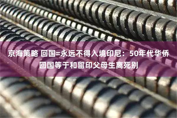 京海策略 回国=永远不得入境印尼：50年代华侨回国等于和留印父母生离死别