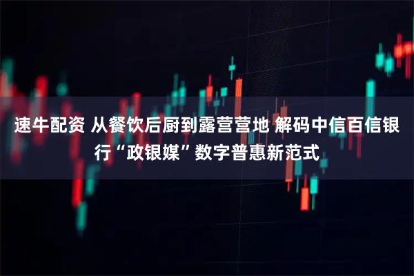 速牛配资 从餐饮后厨到露营营地 解码中信百信银行“政银媒”数字普惠新范式